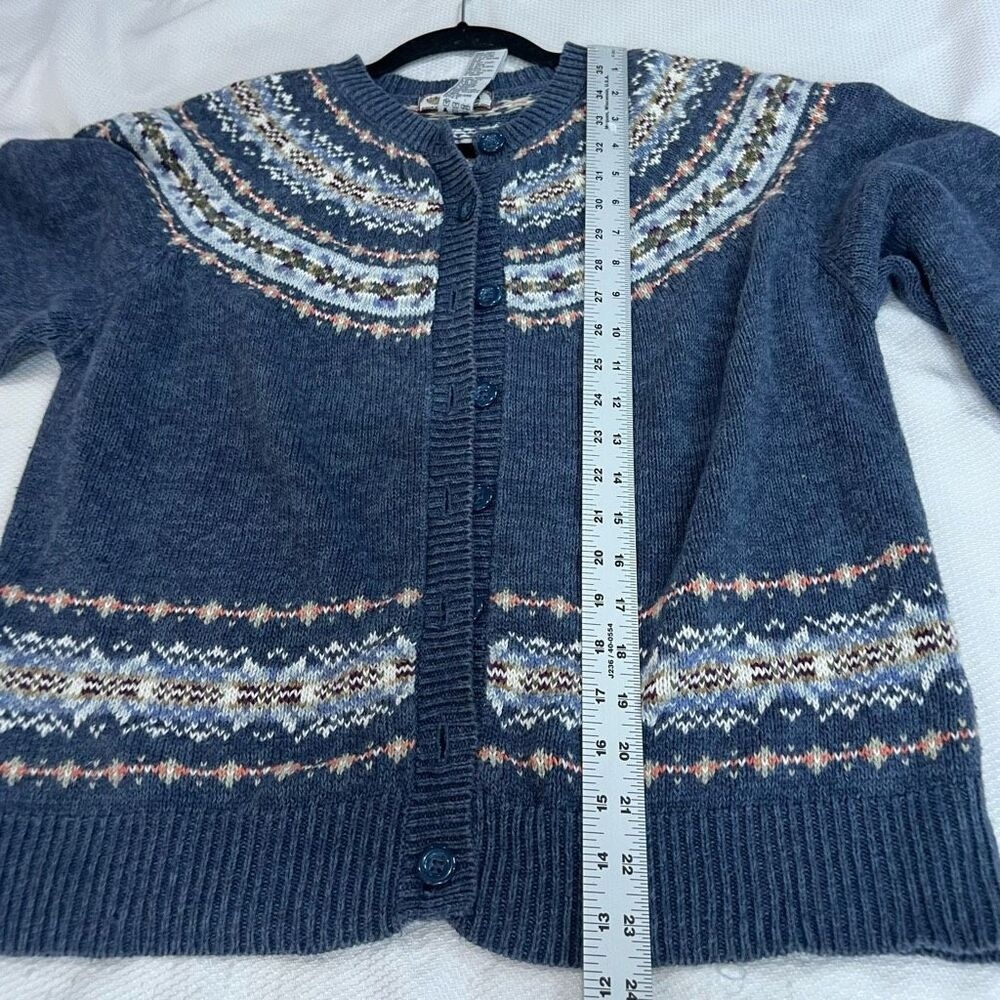 Tiara Cardigan Sweater Fair Isle Nordic Ski Blue Tan White Full Button Front L - Picture 5 of 9
